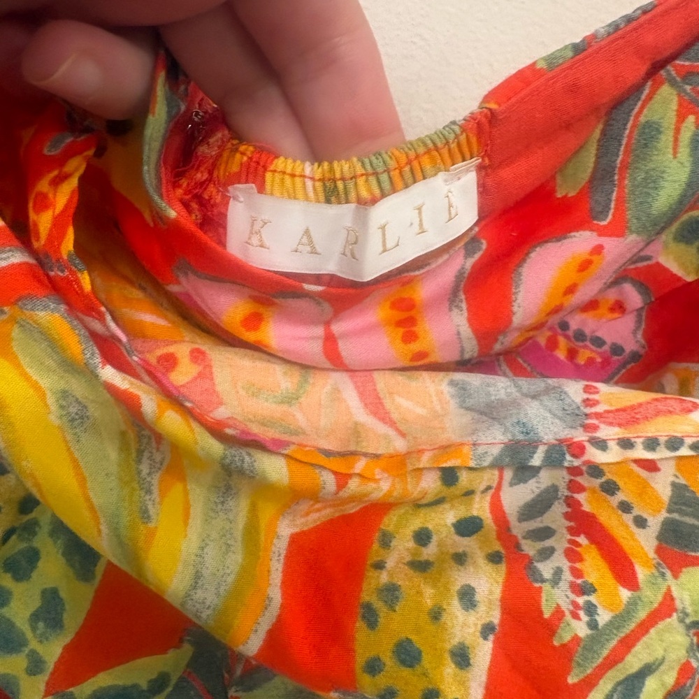 Karlie One-Shoulder Tropical Print Dress in Yellow, Pink, Green, Orange - Picture 6 of 9